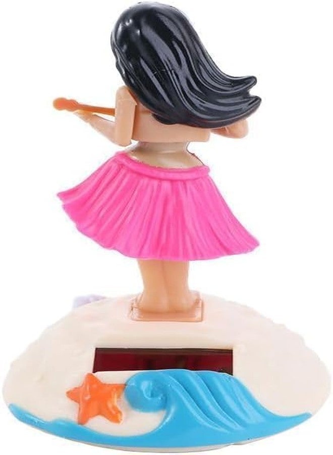 aoukoslt Pink Solar Powered Dancing Hawaiian Girl with Grass Skirt - Swinging Head Doll for Car Dashboard and Desktop Ornaments - Image 3